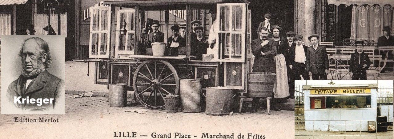 Illustration ancienne d'une baraque à frites